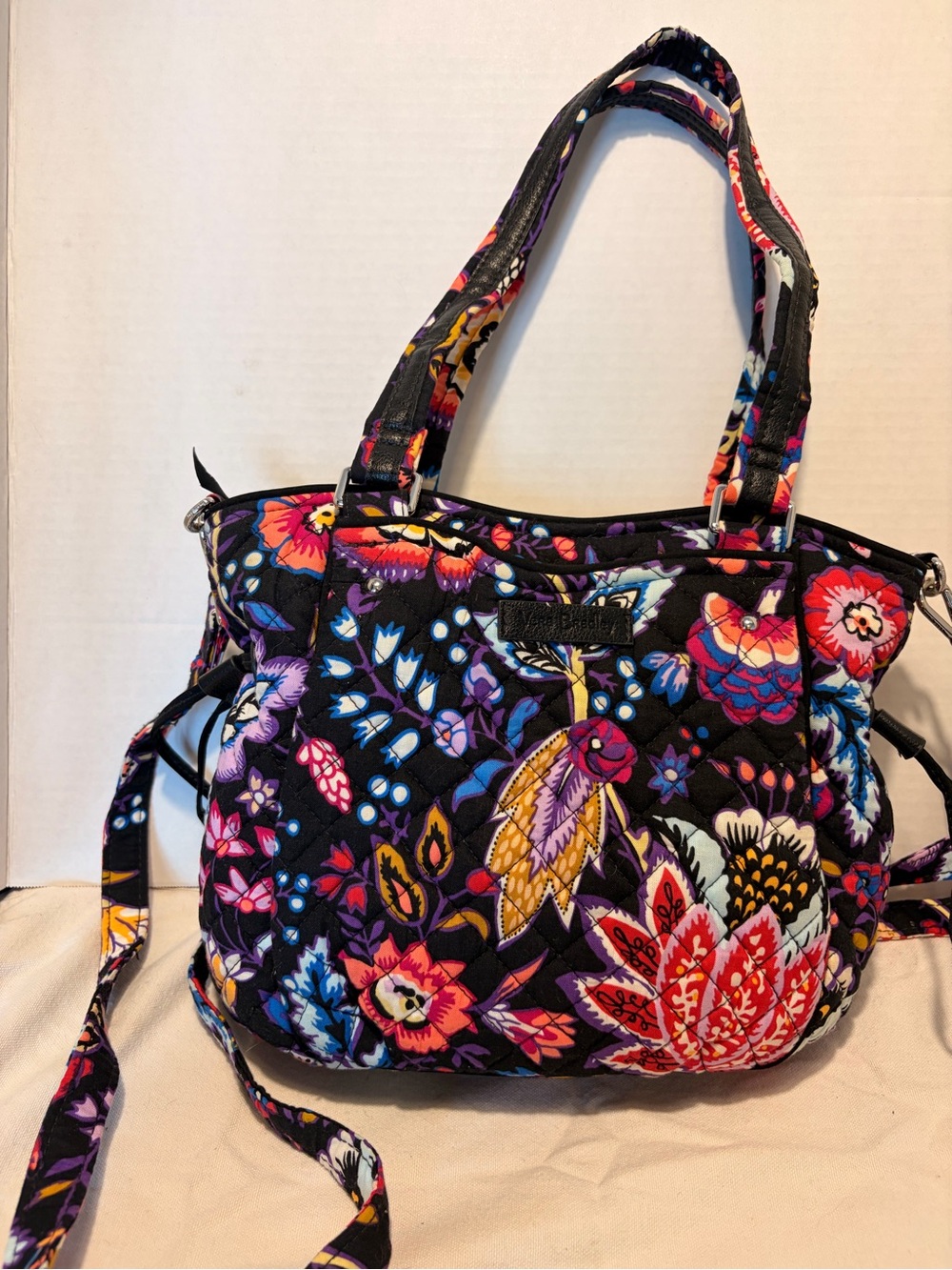 Vera Bradley Black Floral Quilted crossbody/Tote Bag